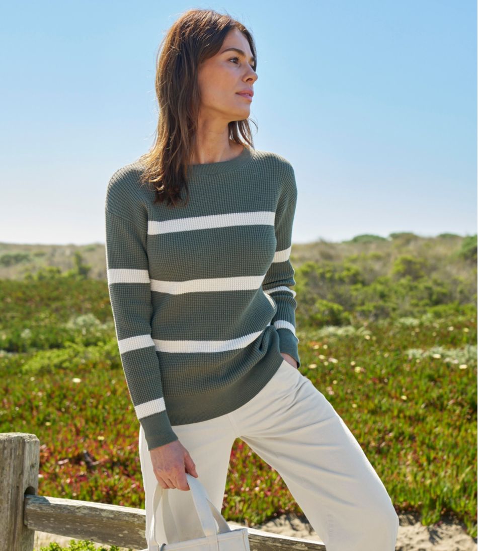 Women's Sunwashed Waffle Sweater, Pullover Stripe / L.L.Bean