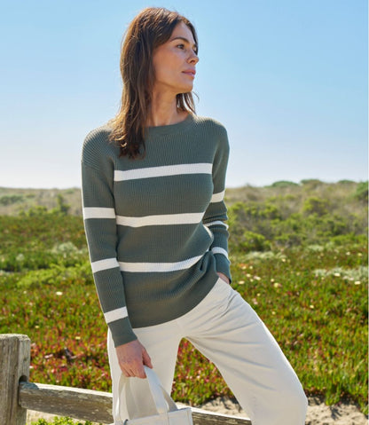 Women's Sunwashed Waffle Sweater, Pullover Stripe / L.L.Bean