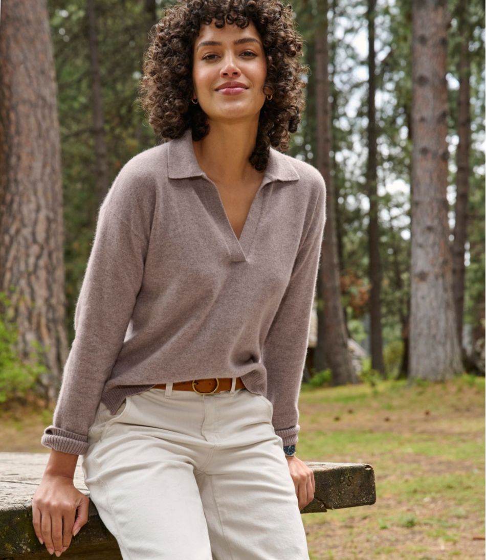 Women's Classic Cashmere Sweater, Relaxed Polo / L.L.Bean