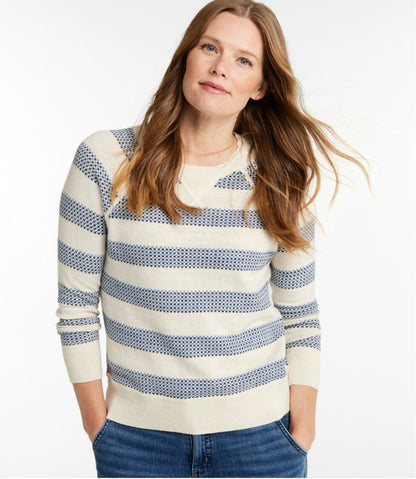 Women's Organic Cotton Slub Sweater, Crewneck Stripe / L.L.Bean