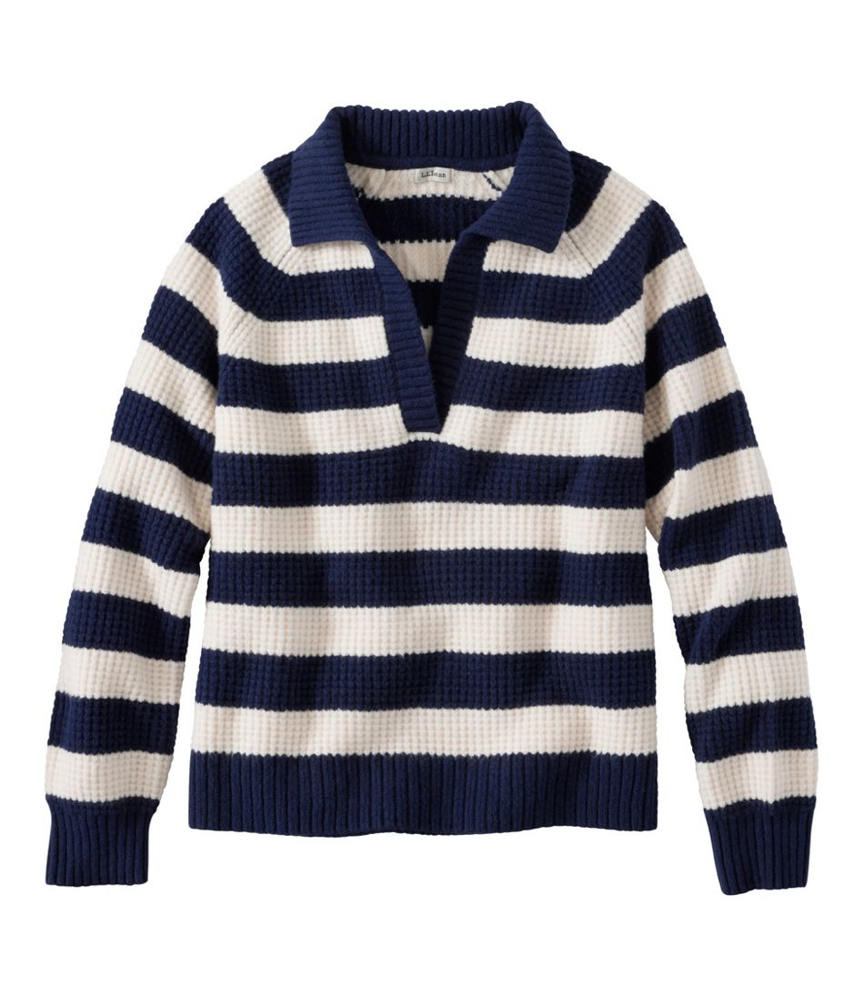 Women's SuperSoft Waffle Sweater, Polo Stripe / L.L.Bean
