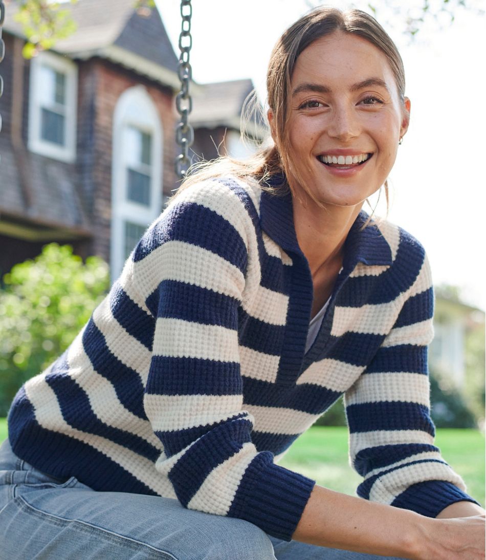 Women's SuperSoft Waffle Sweater, Polo Stripe / L.L.Bean