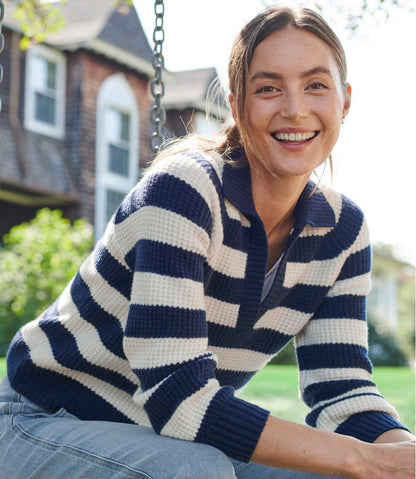 Women's SuperSoft Waffle Sweater, Polo Stripe / L.L.Bean