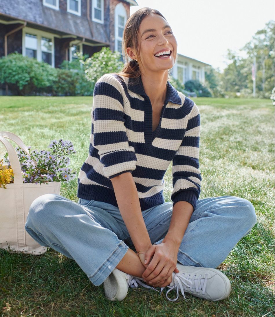 Women's SuperSoft Waffle Sweater, Polo Stripe / L.L.Bean