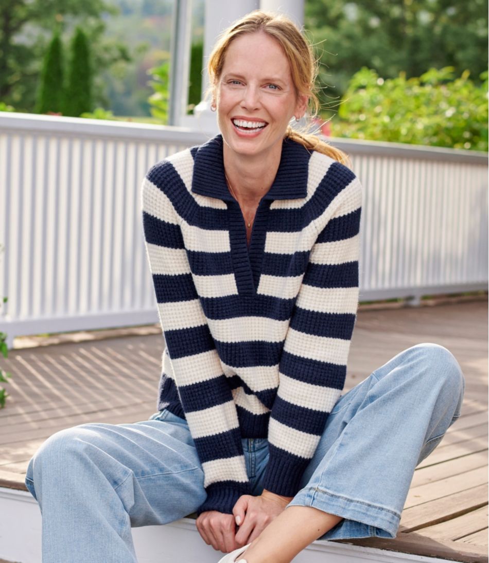 Women's SuperSoft Waffle Sweater, Polo Stripe / L.L.Bean