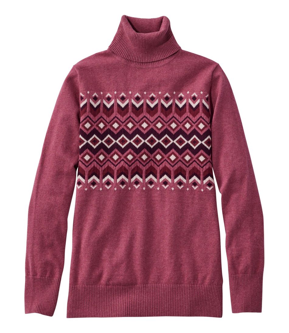 Women's Cotton/Cashmere Sweater, Turtleneck Intarsia / L.L.Bean