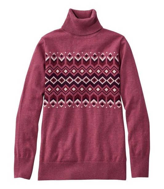 Women's Cotton/Cashmere Sweater, Turtleneck Intarsia / L.L.Bean