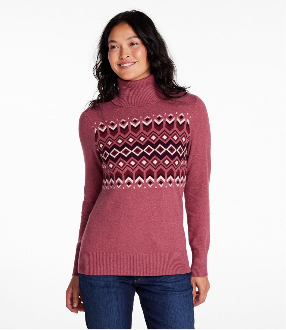 Women's Cotton/Cashmere Sweater, Turtleneck Intarsia / L.L.Bean