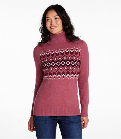 Women's Cotton/Cashmere Sweater, Turtleneck Intarsia / L.L.Bean