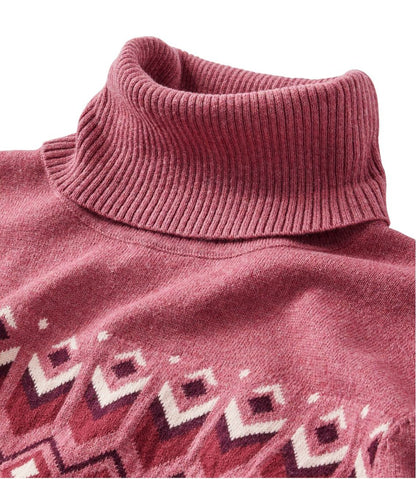 Women's Cotton/Cashmere Sweater, Turtleneck Intarsia / L.L.Bean