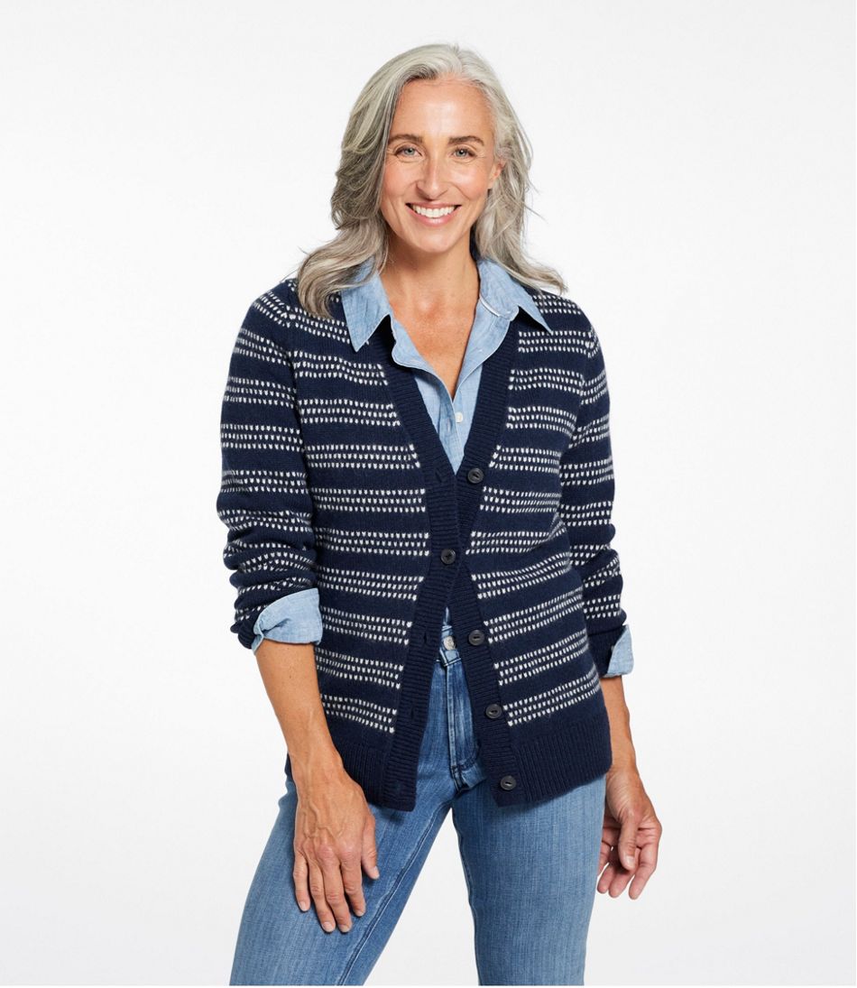 Women's Bean's Classic Ragg Wool Sweater, Button-Front Cardigan Novelty / L.L.Bean