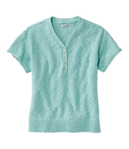 Women's Midweight Cotton Slub Sweater, Henley Short-Sleeve / L.L.Bean