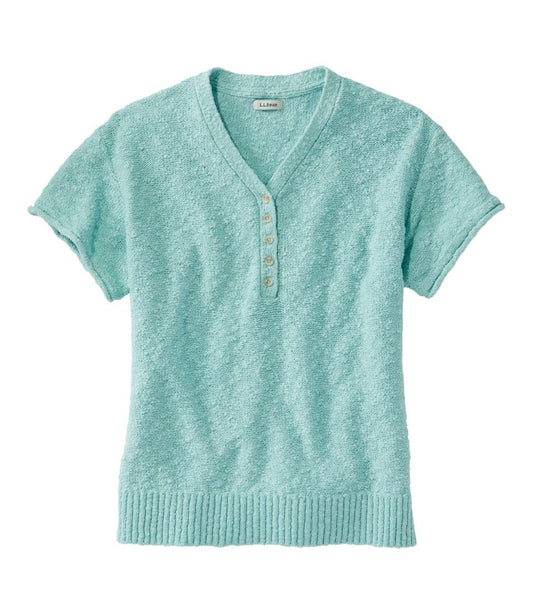 Women's Midweight Cotton Slub Sweater, Henley Short-Sleeve / L.L.Bean