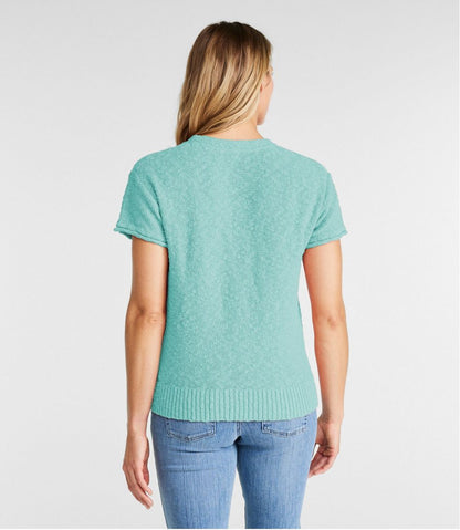 Women's Midweight Cotton Slub Sweater, Henley Short-Sleeve / L.L.Bean
