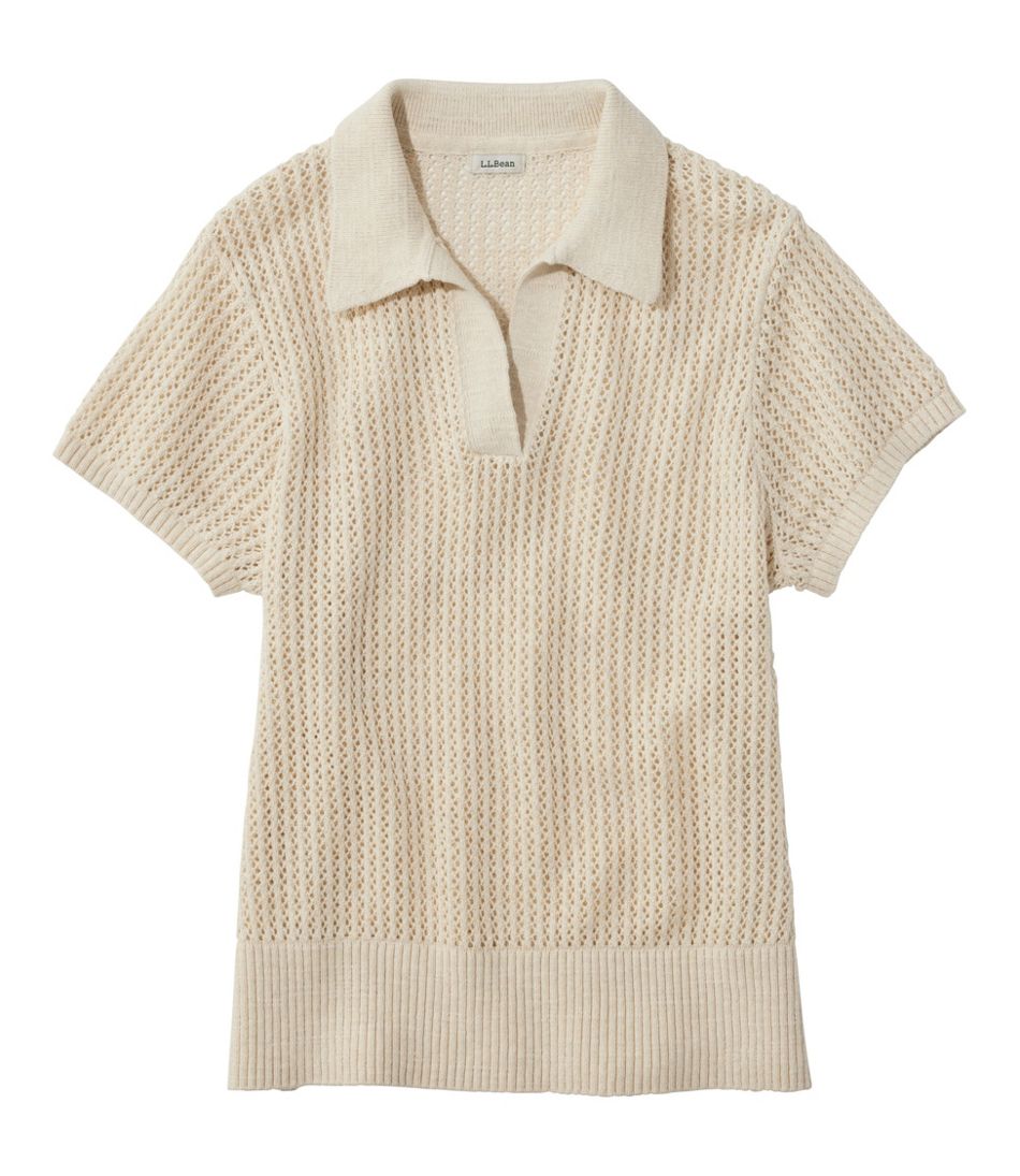 Women's Organic Cotton Slub Pointelle Sweater, Polo / L.L.Bean