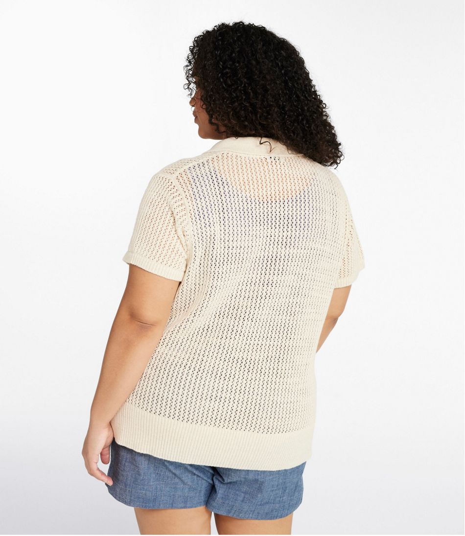 Women's Organic Cotton Slub Pointelle Sweater, Polo / L.L.Bean