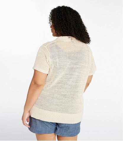 Women's Organic Cotton Slub Pointelle Sweater, Polo / L.L.Bean