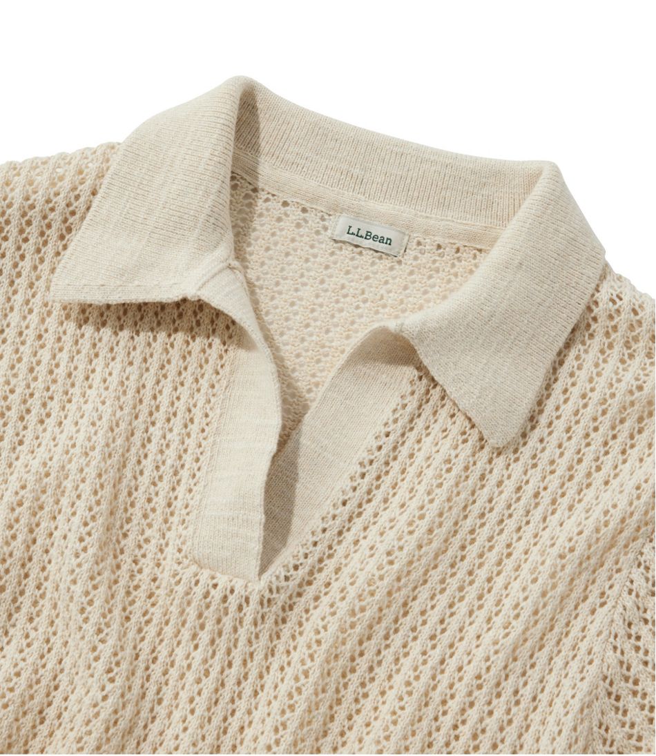 Women's Organic Cotton Slub Pointelle Sweater, Polo / L.L.Bean