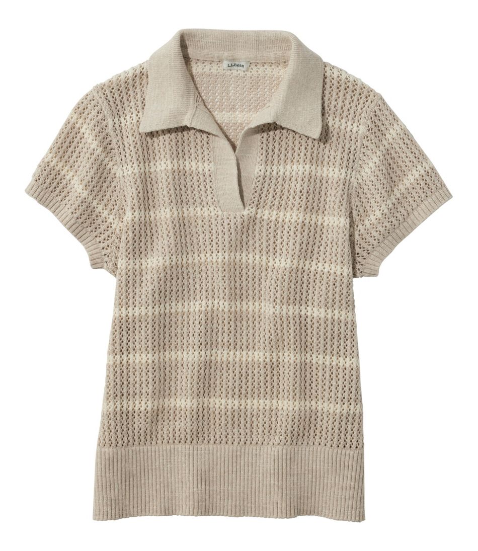 Women's Organic Cotton Slub Pointelle Sweater, Polo / L.L.Bean