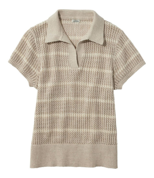 Women's Organic Cotton Slub Pointelle Sweater, Polo / L.L.Bean