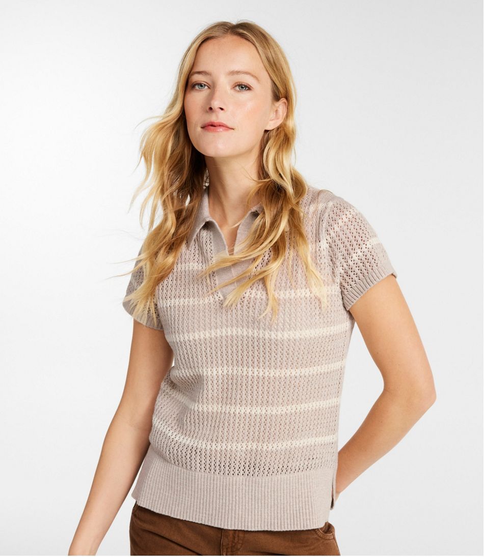 Women's Organic Cotton Slub Pointelle Sweater, Polo / L.L.Bean