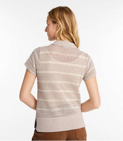 Women's Organic Cotton Slub Pointelle Sweater, Polo / L.L.Bean