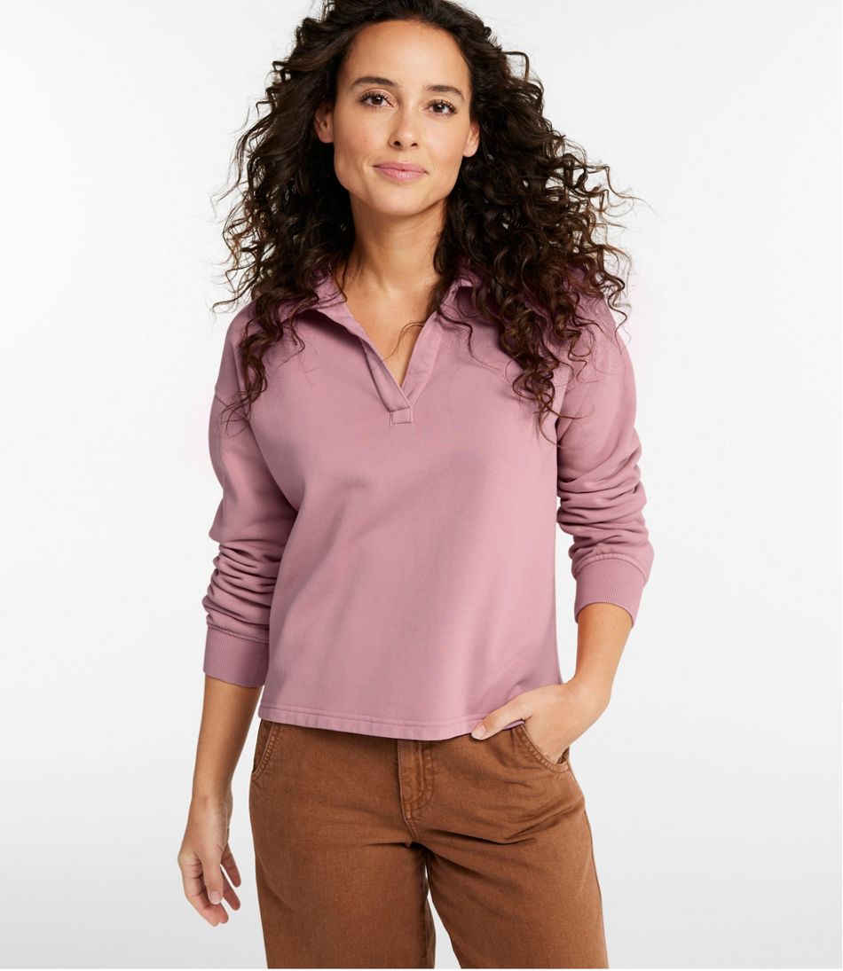 Women's Sunwashed Sweats, Splitneck Polo / L.L.Bean
