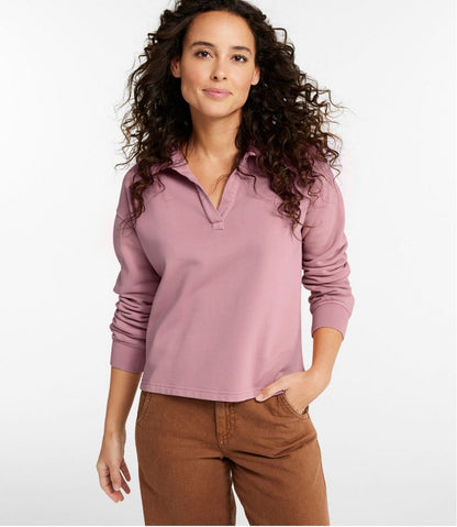 Women's Sunwashed Sweats, Splitneck Polo / L.L.Bean