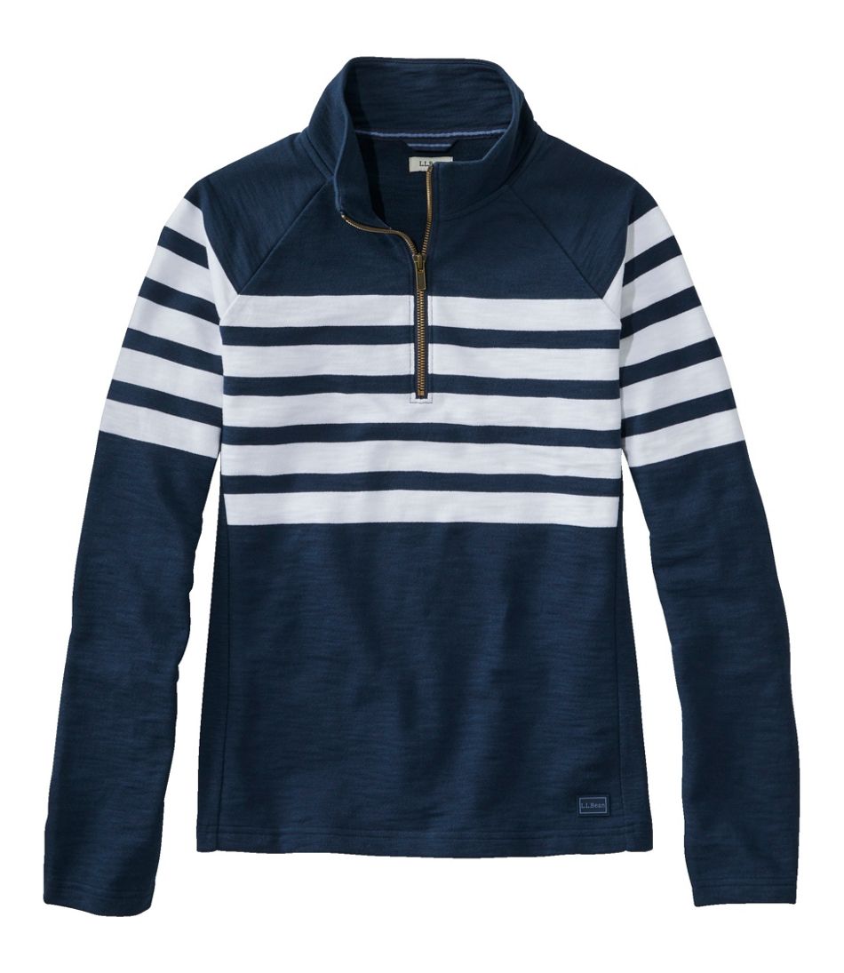 Women's Peaks Island Quarter-Zip Pullover, Stripe / L.L.Bean