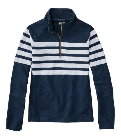 Women's Peaks Island Quarter-Zip Pullover, Stripe / L.L.Bean