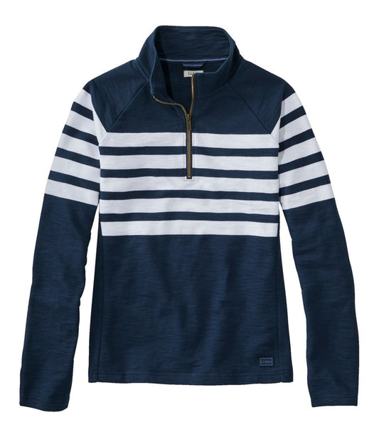 Women's Peaks Island Quarter-Zip Pullover, Stripe / L.L.Bean
