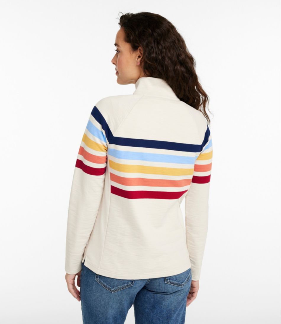 Women's Peaks Island Quarter-Zip Pullover, Stripe / L.L.Bean