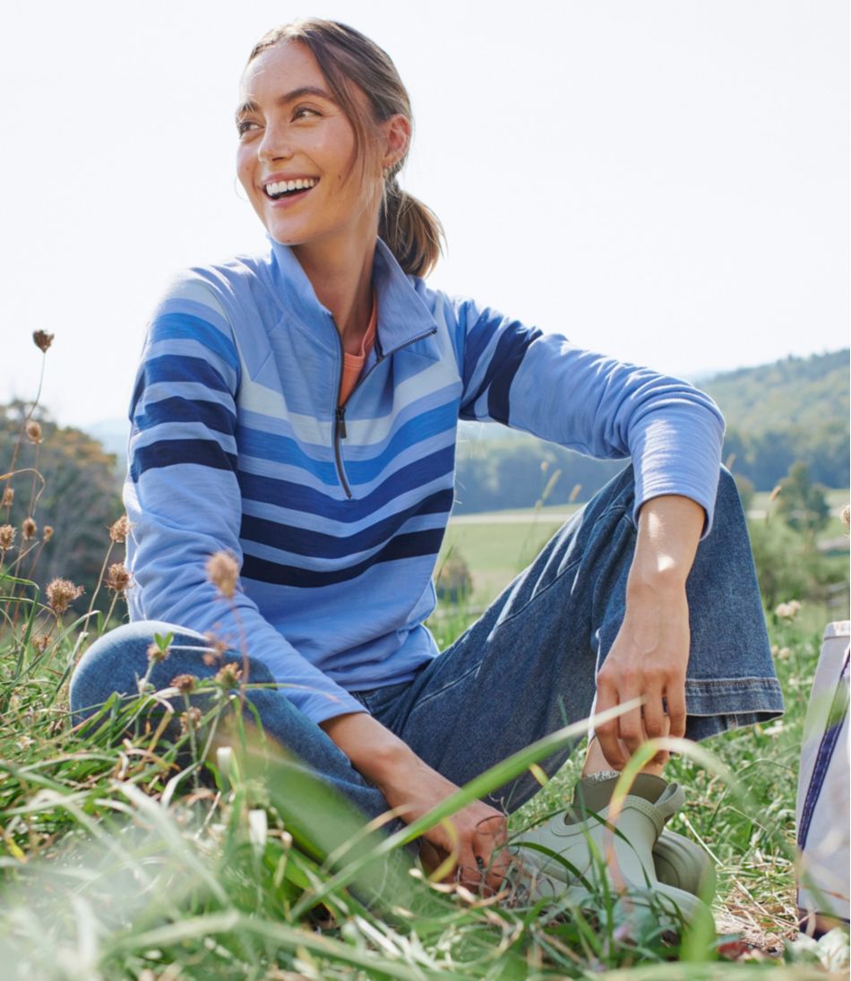 Women's Peaks Island Quarter-Zip Pullover, Stripe / L.L.Bean