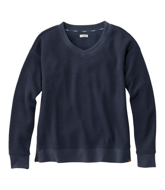 Women's Birchwood Brushed Waffle Top, V-Neck / L.L.Bean