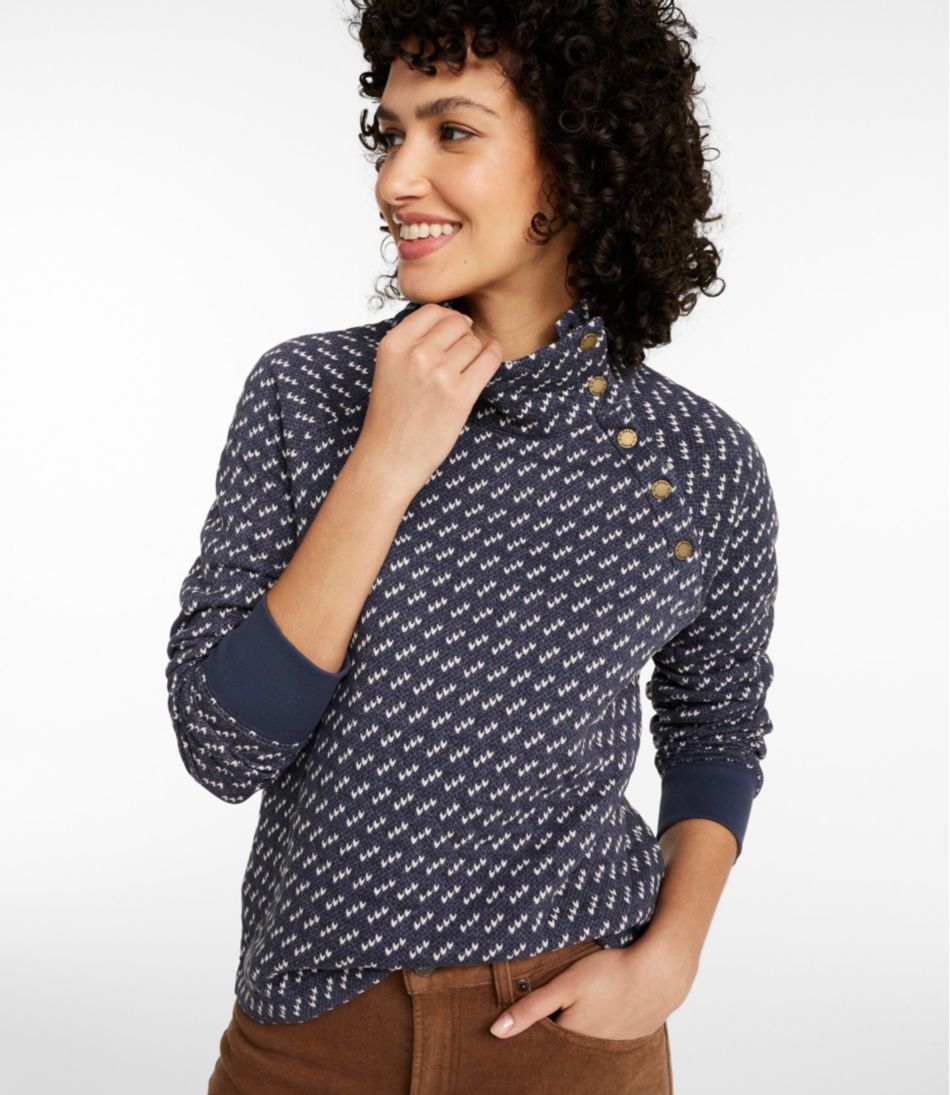 Women's Quilted Sweatshirt, Snapneck Pullover Print / L.L.Bean