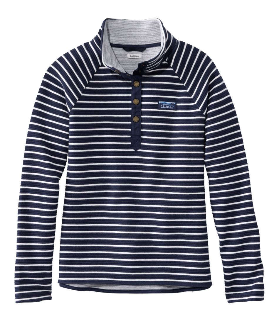 Women's Lakewashed Double-Knit Quarter-Snap, Stripe / L.L.Bean