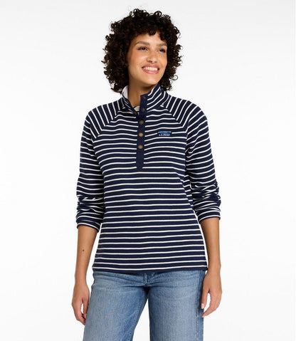 Women's Lakewashed Double-Knit Quarter-Snap, Stripe / L.L.Bean