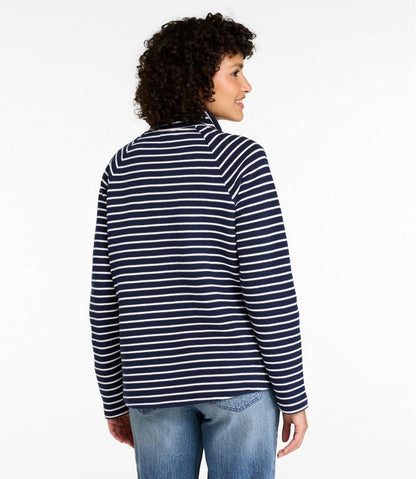 Women's Lakewashed Double-Knit Quarter-Snap, Stripe / L.L.Bean