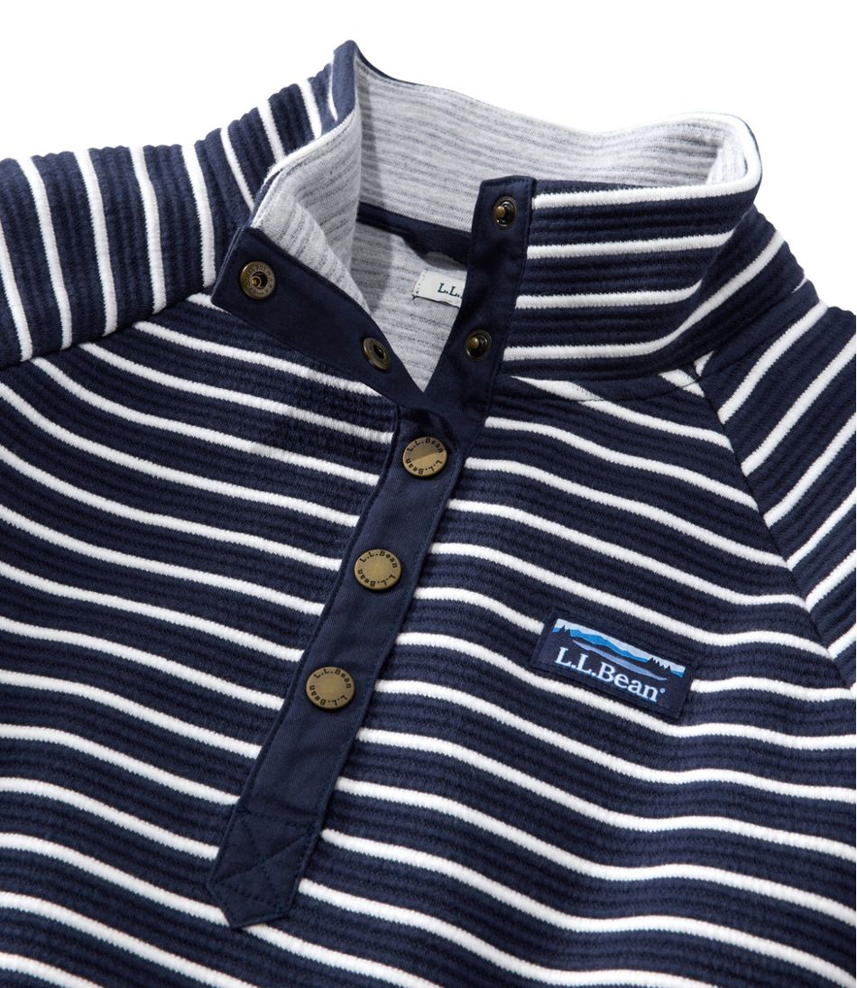 Women's Lakewashed Double-Knit Quarter-Snap, Stripe / L.L.Bean
