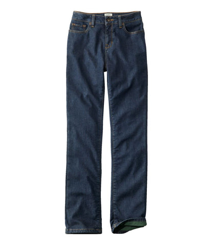 Women's True Shape Jeans, High-Rise Straight-Leg Fleece-Lined / L.L.Bean