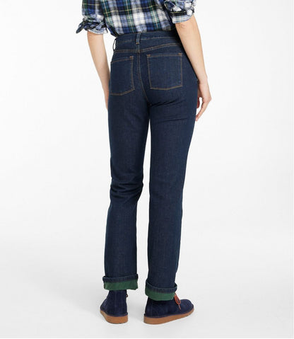 Women's True Shape Jeans, High-Rise Straight-Leg Fleece-Lined / L.L.Bean