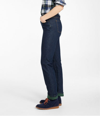 Women's True Shape Jeans, High-Rise Straight-Leg Fleece-Lined / L.L.Bean