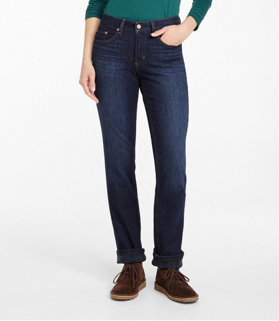 Women's BeanFlex® Jeans, Mid-Rise Straight-Leg Lined / L.L.Bean