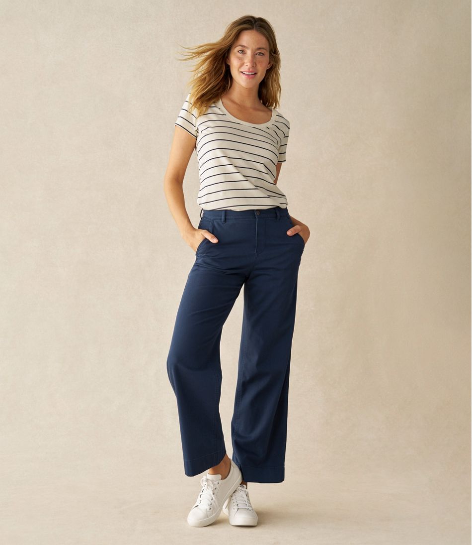 Women's Comfort Stretch Pants, Mid-Rise Wide-Leg Chino / L.L.Bean