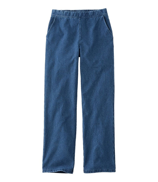 Women's Perfect Fit Pants, Denim Straight-Leg Fleece-Backed / L.L.Bean