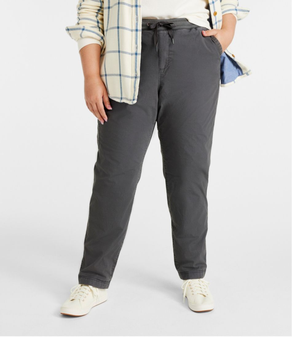 Women's Stretch Ripstop Pull-On Pants, Slim-Leg Fleece-Lined / L.L.Bean