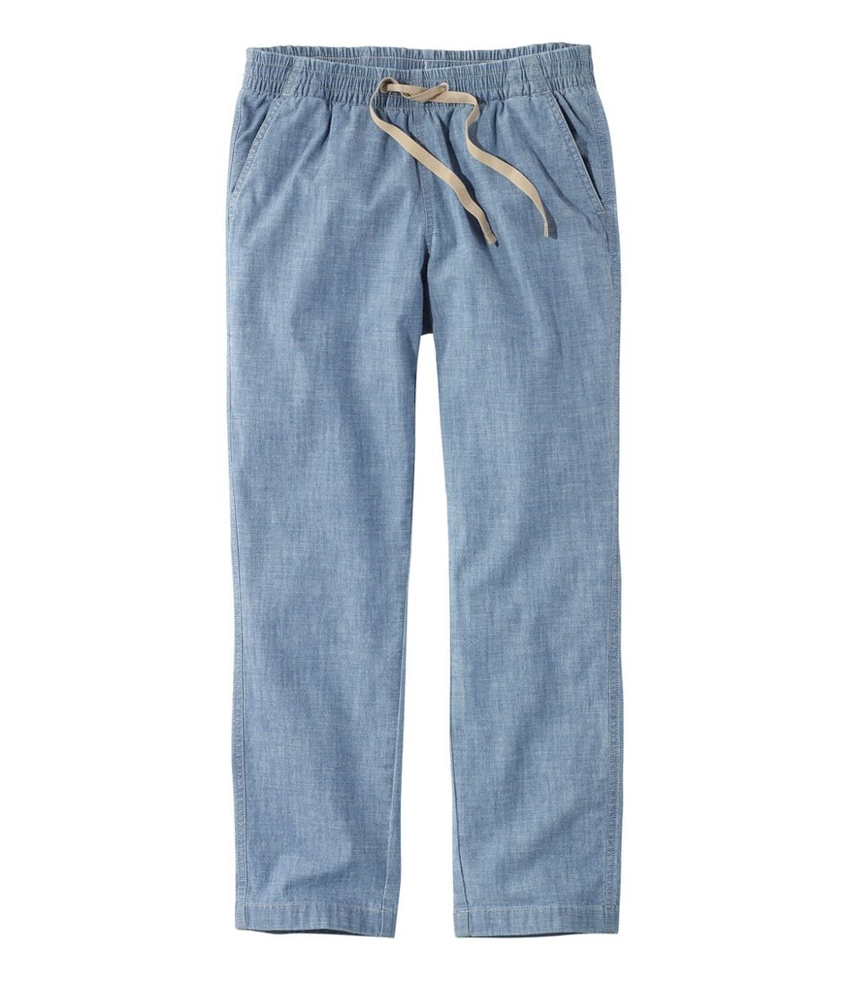Women's Lakewashed Pull-On Chinos, Mid-Rise Chambray Ankle Pants / L.L.Bean