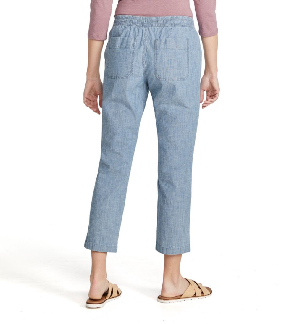 Women's Lakewashed Pull-On Chinos, Mid-Rise Chambray Ankle Pants / L.L.Bean