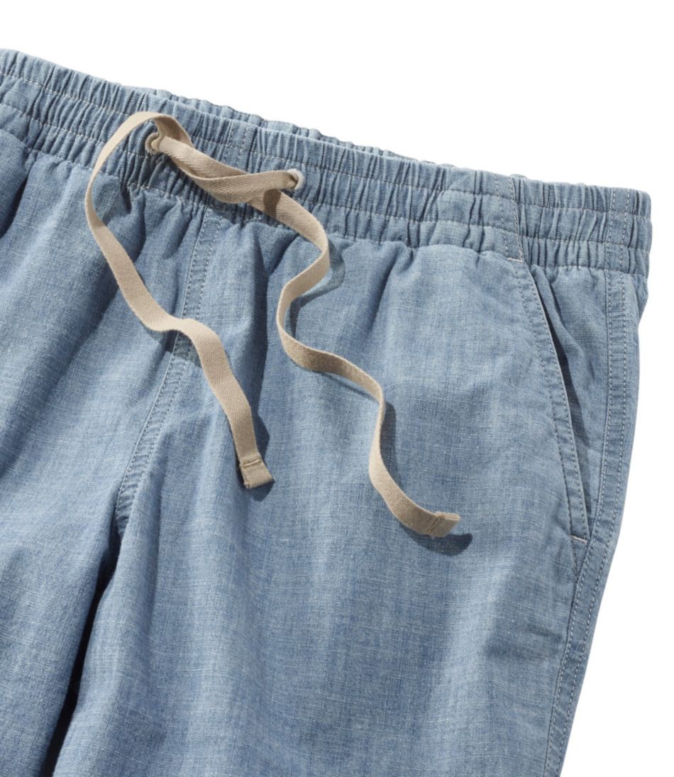 Women's Lakewashed Pull-On Chinos, Mid-Rise Chambray Ankle Pants / L.L.Bean