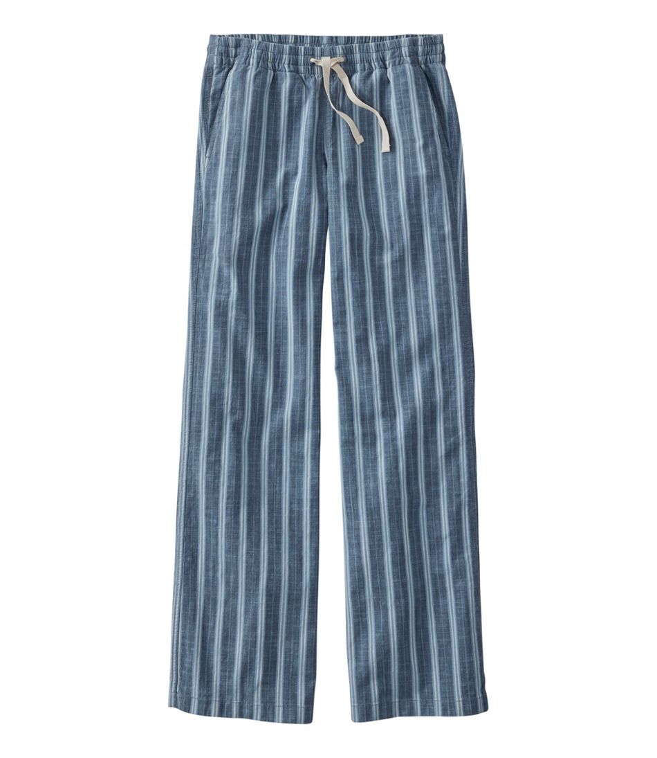 Women's Lakewashed Pull-On Chinos, Mid-Rise Wide-Leg Stripe Chambray / L.L.Bean